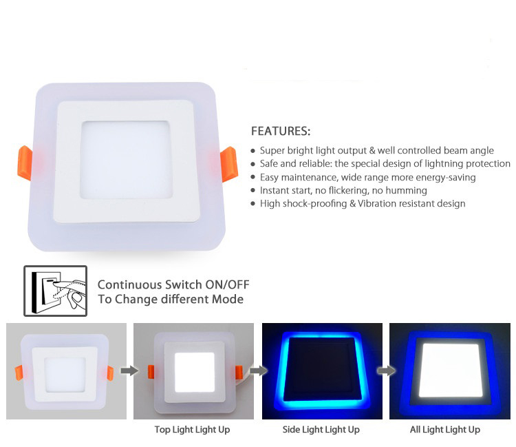 1. Dvojfarebné štvorcové LED svetlo na paneli Úvod