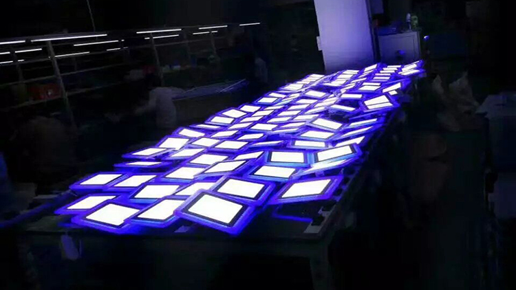 5. square double color led panel light testing
