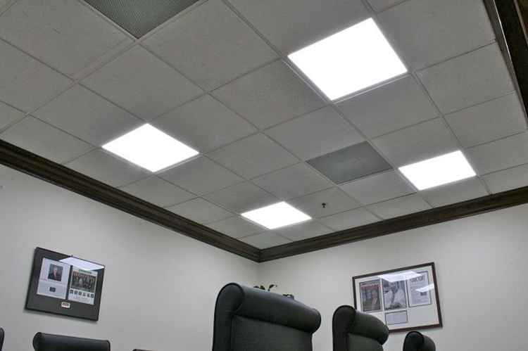 9. led flat panel light in grid ceiling